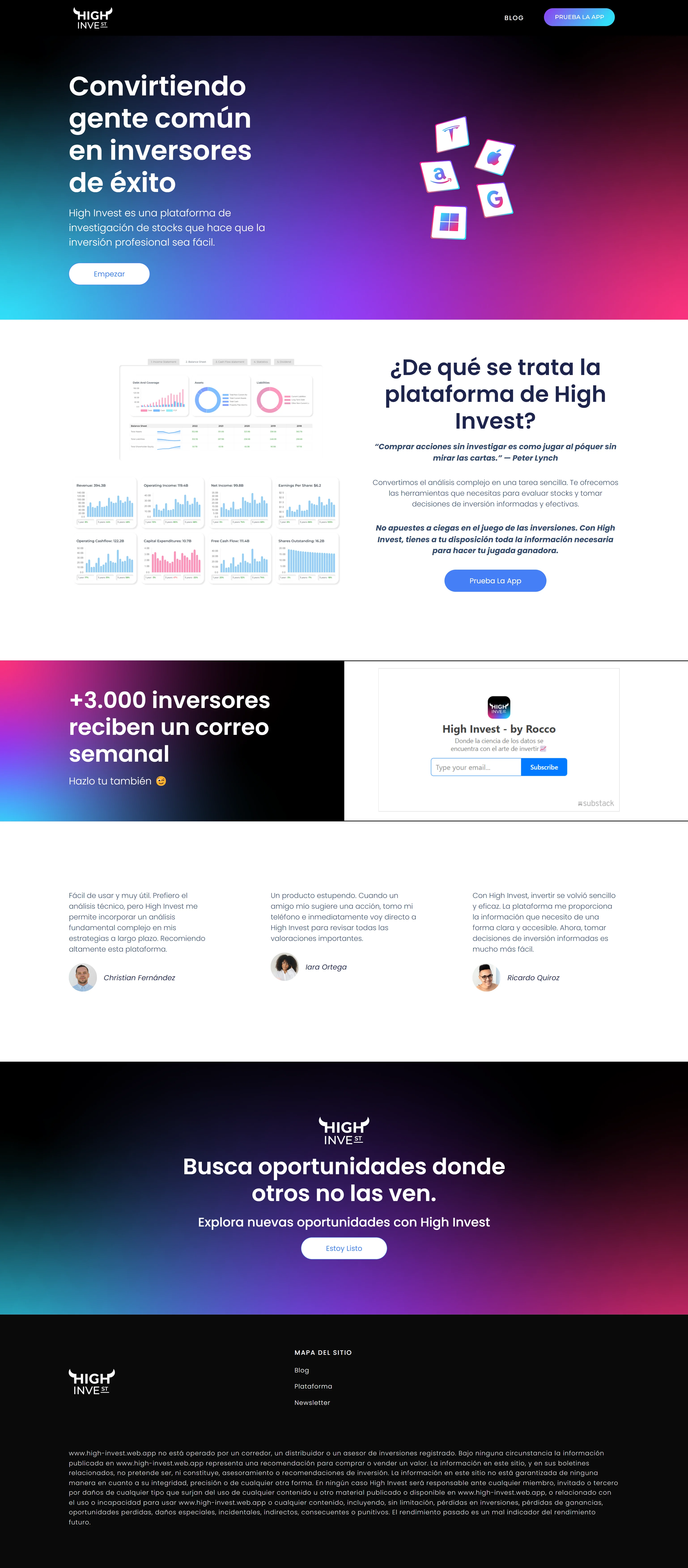 Landing Page highinvest.io